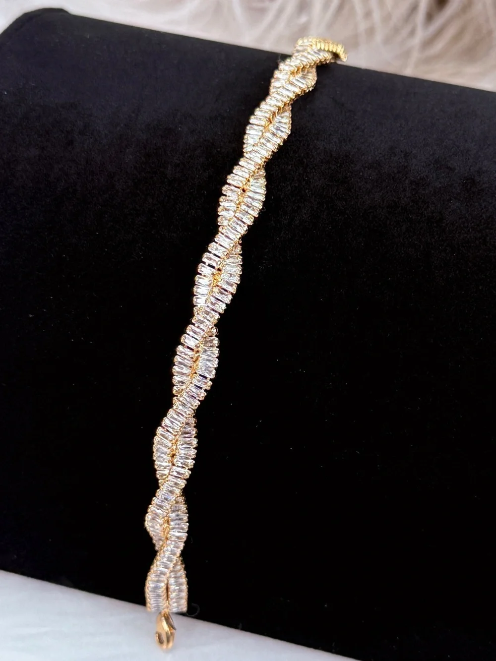 Goldtone Clear Bling Baguette Tennis Bracelet